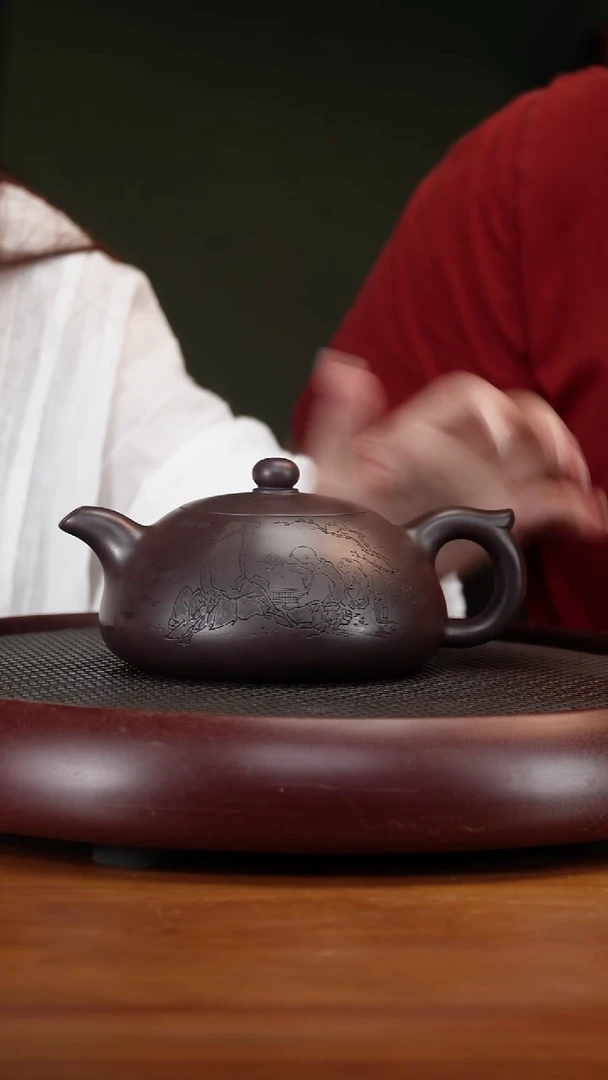 茶壶紫砂81YXM半月 老紫泥700cc