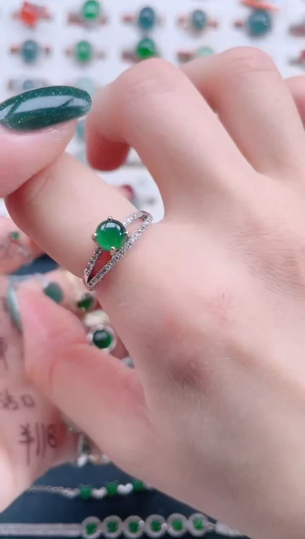 银S925镶嵌戒指翡翠天然翡翠