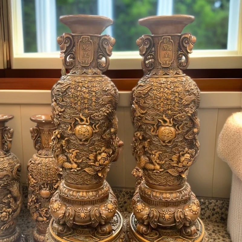 （龙凤呈祥花瓶）高57cm宽17cm新品家居花园别墅装饰品真动物