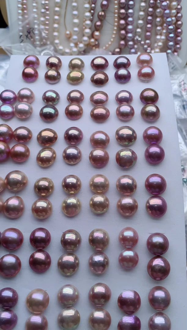 耳钉银S925镶嵌拼合珍珠（马贝珠）多样性发其一，非无暇