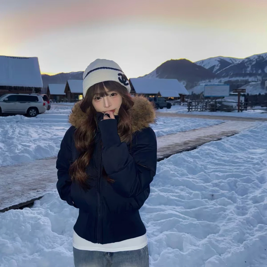 小海鸥冬季大毛领2025收腰棉袄外套新款短款棉服显瘦保暖加厚棉衣