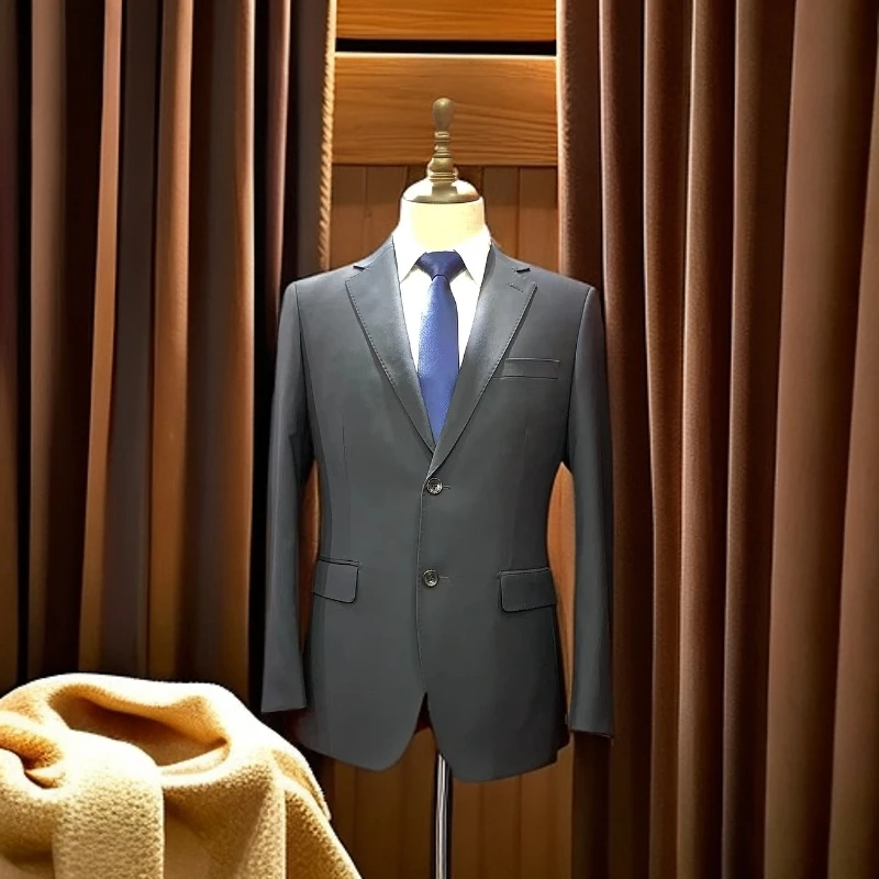 西服套装男士修身商务正装教师职业面试灰色西装外套职业装男装