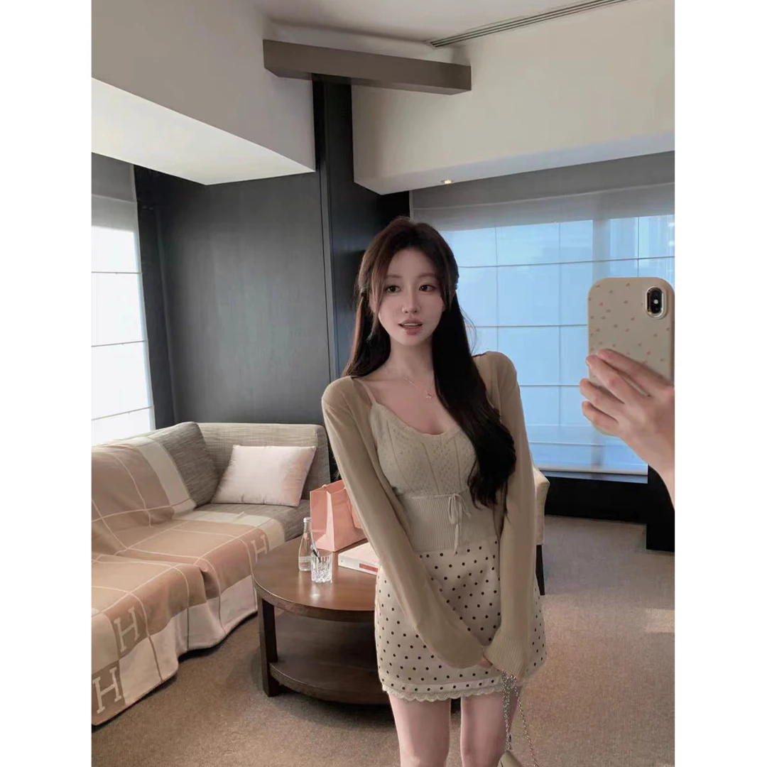 初秋法式纯欲洋气高级感韩系开衫套装裙子Z 9365#