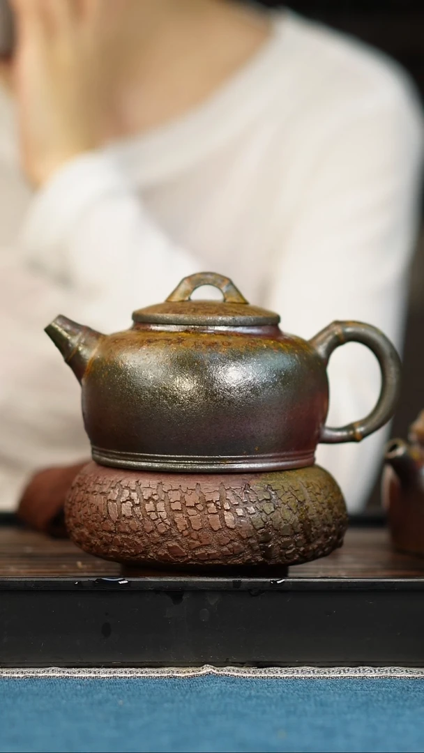 茶壶紫砂柴烧紫砂天青竹节