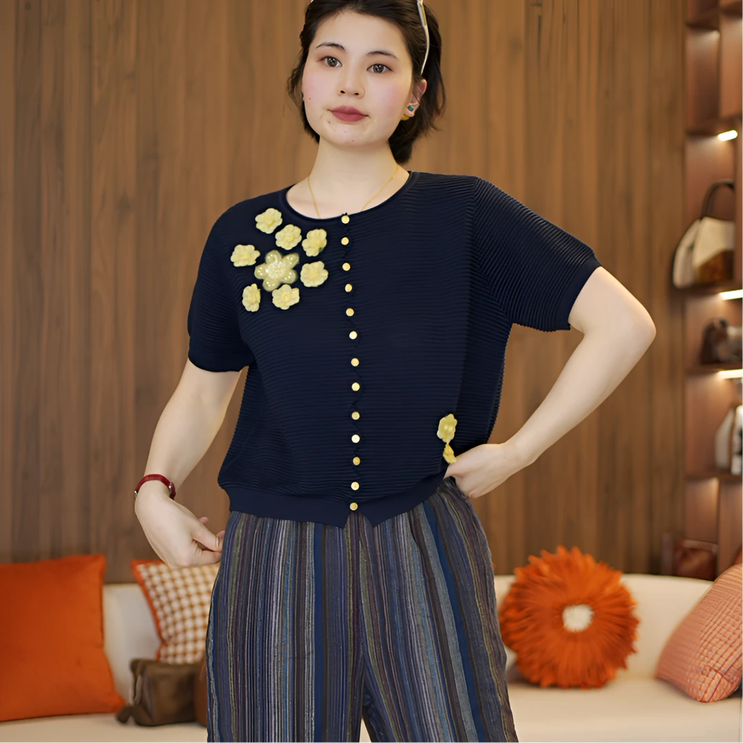 知南圆领百搭宽松显瘦套头衫小衫100天丝短袖针织衫薄