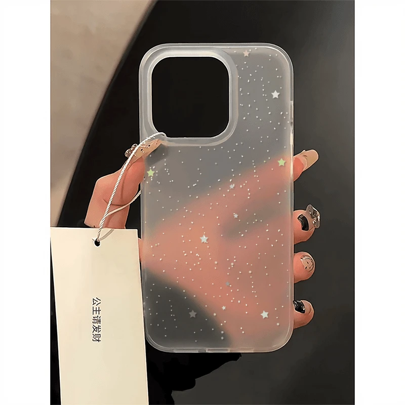 白点星星磨砂壳适用于iphone16Epromax苹果手机壳全包大孔软壳