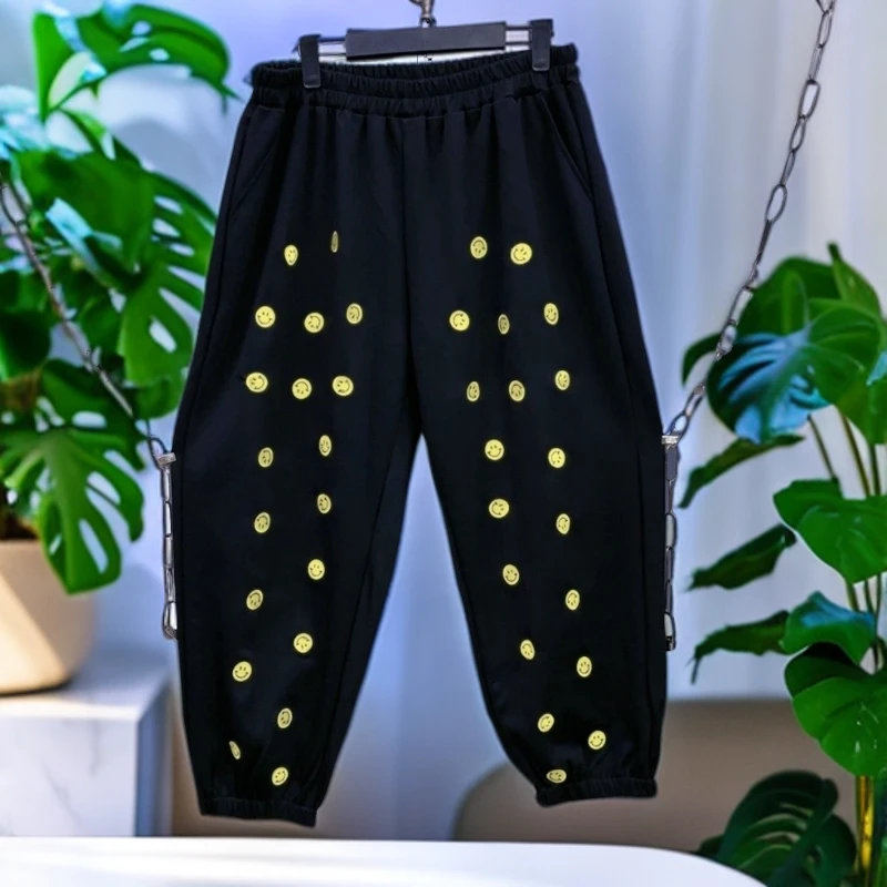 190-300斤 刺绣笑脸休闲筒裤