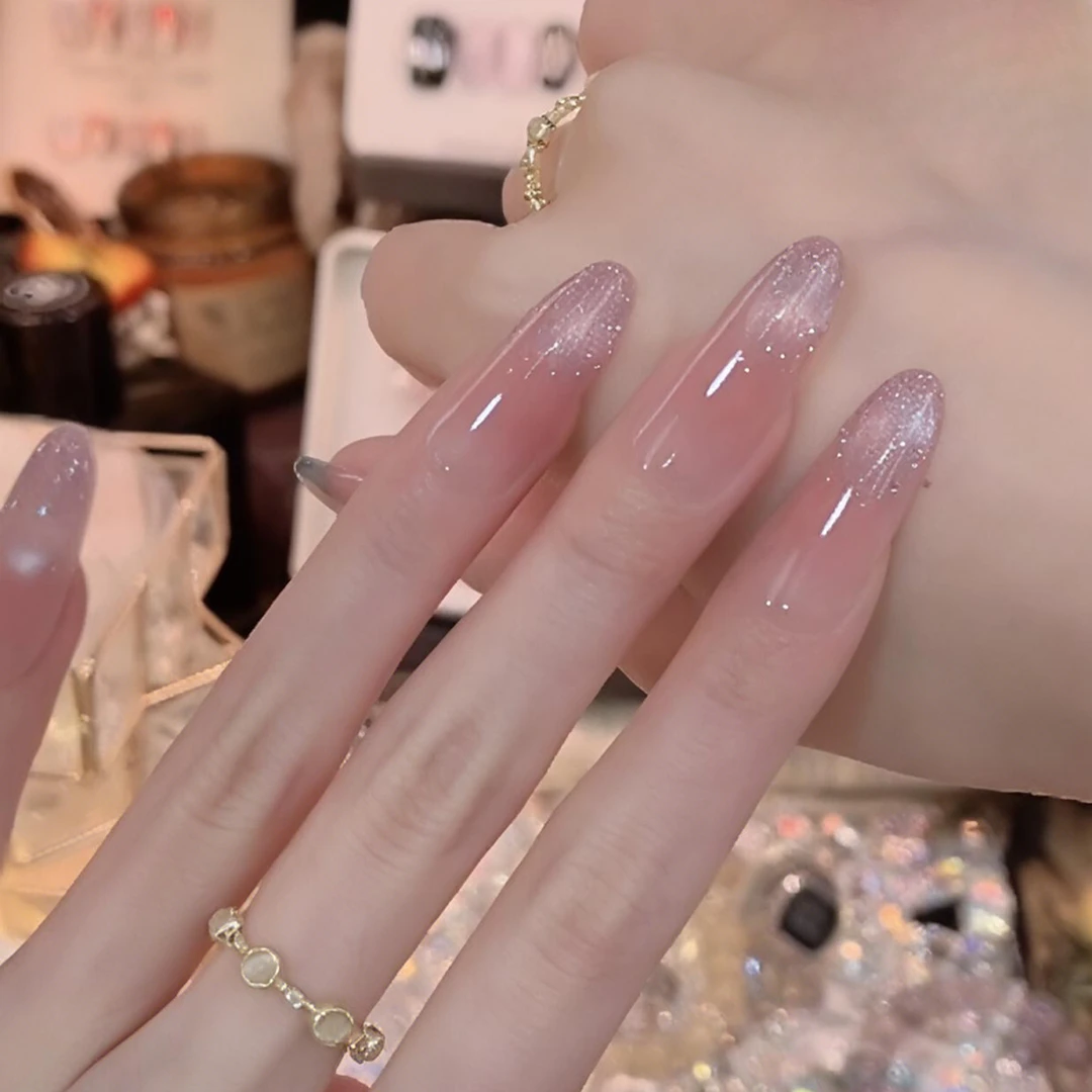 【射手座】简约气质显白晶石猫眼渐变长款穿戴甲手工成品美甲贴片