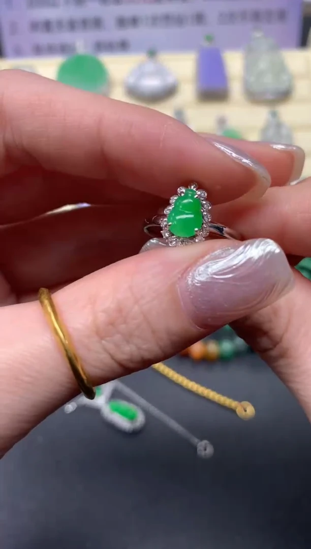 【闪购商品】翡翠戒指18K金镶嵌戒指|4250+425