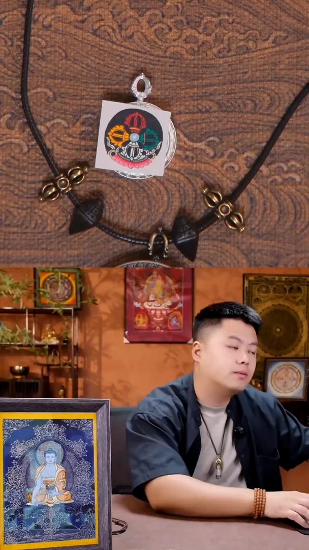 吊坠十字杵佩戴手绘唐卡