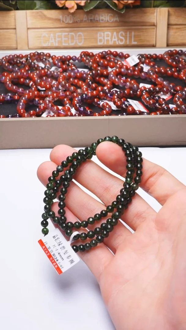 L014绿碧玺多圈4mm未镶嵌碧玺多样性发其一