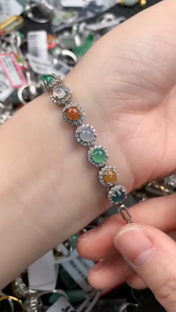 银S925镶嵌戒指翡翠444---8