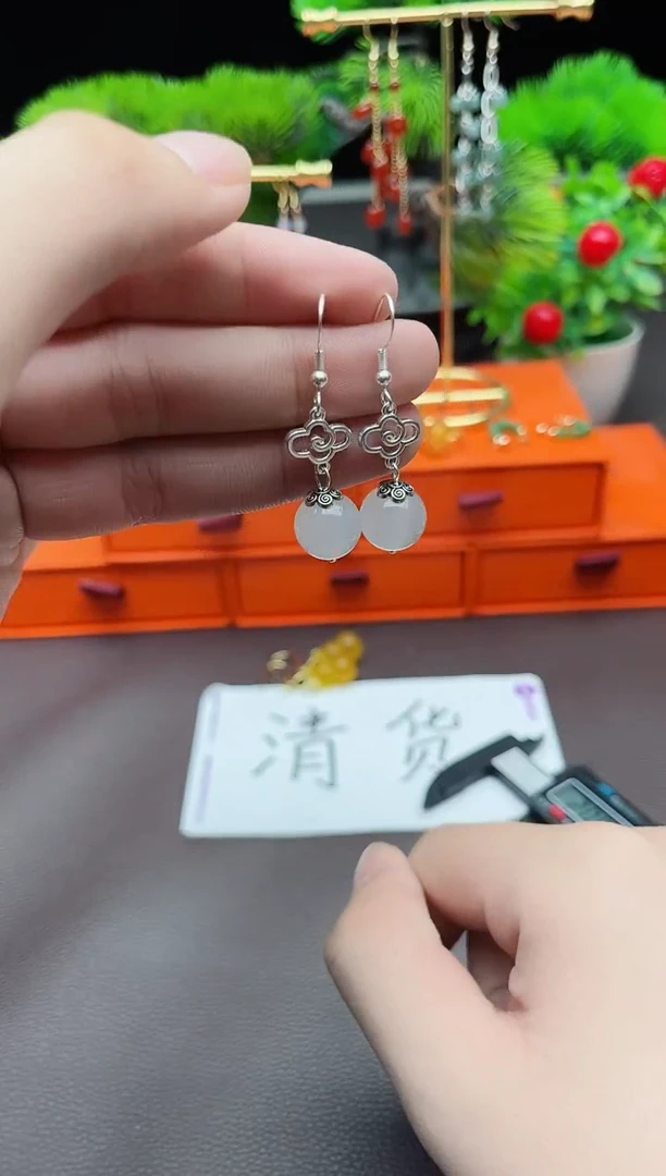 玛瑙/玉髓耳饰银S925镶嵌101