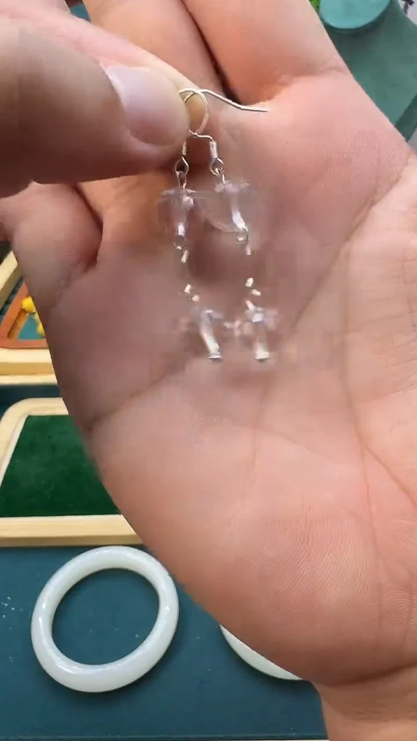 水晶耳饰银S925镶嵌E14