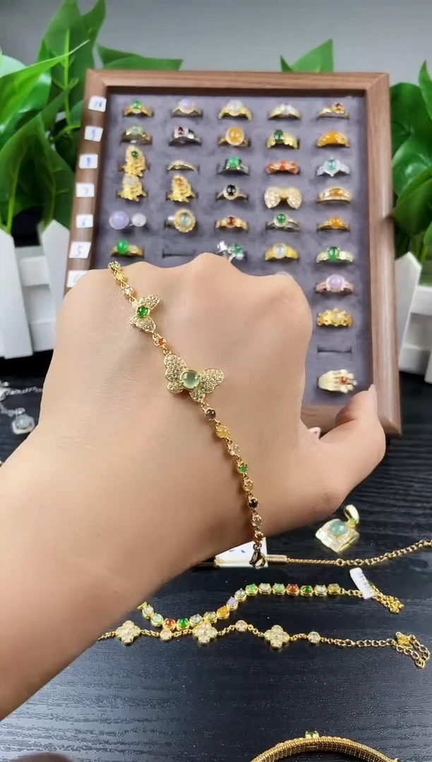 银S925镶嵌手链翡翠12