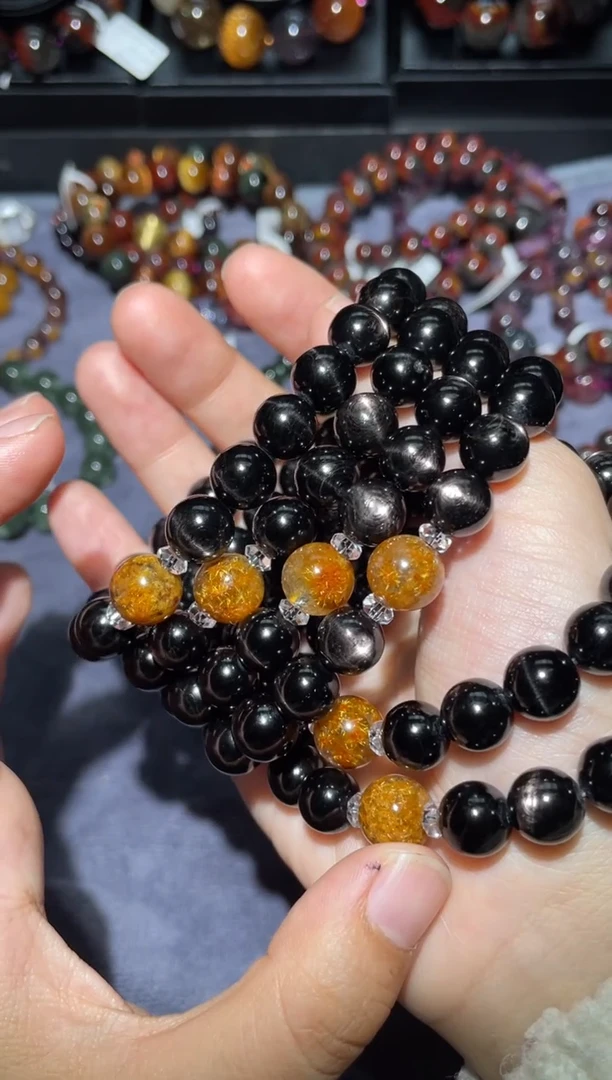 【闪购商品】辉石手链未镶嵌金运石单圈10mm多样性发其一