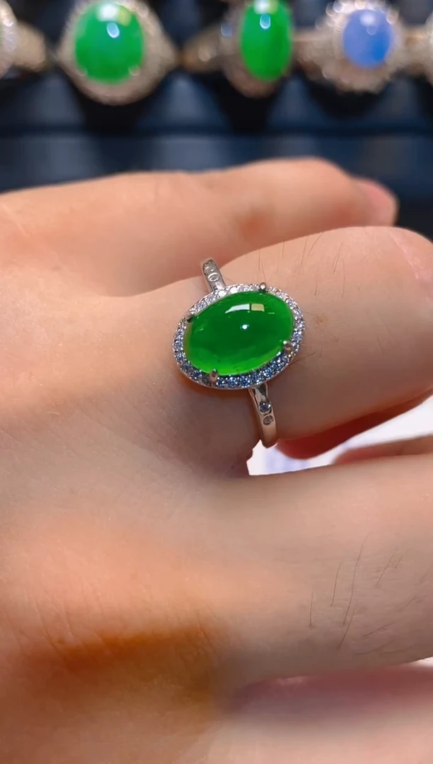 翡翠银S925镶嵌耳饰天然