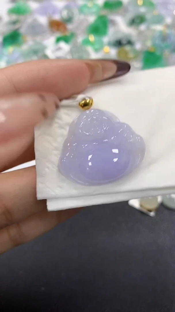 颈饰18K金镶嵌翡翠a货假一赔三支持复检百元上9元证书费自理