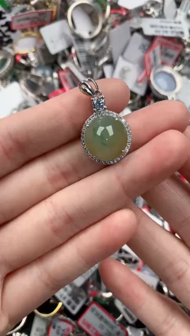 银S925镶嵌戒指翡翠444---9