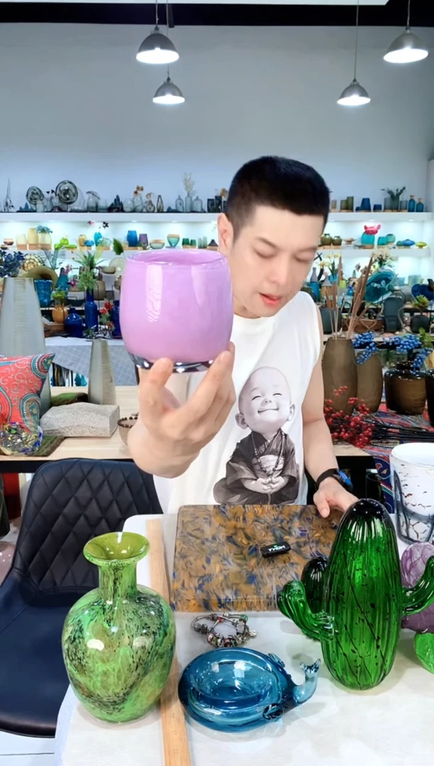 慕忆家手作琉璃花瓶10*10