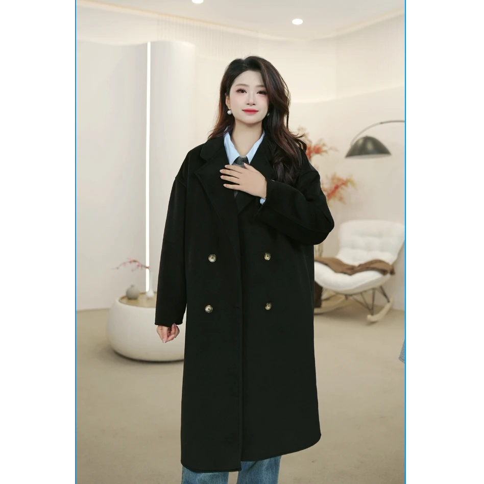【柒月03】2025新款韩版双面绒大衣百搭秋冬显瘦时尚高级气质