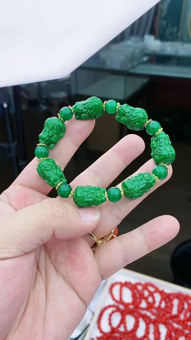 【闪购商品】翡翠手链14K金镶嵌S52手链