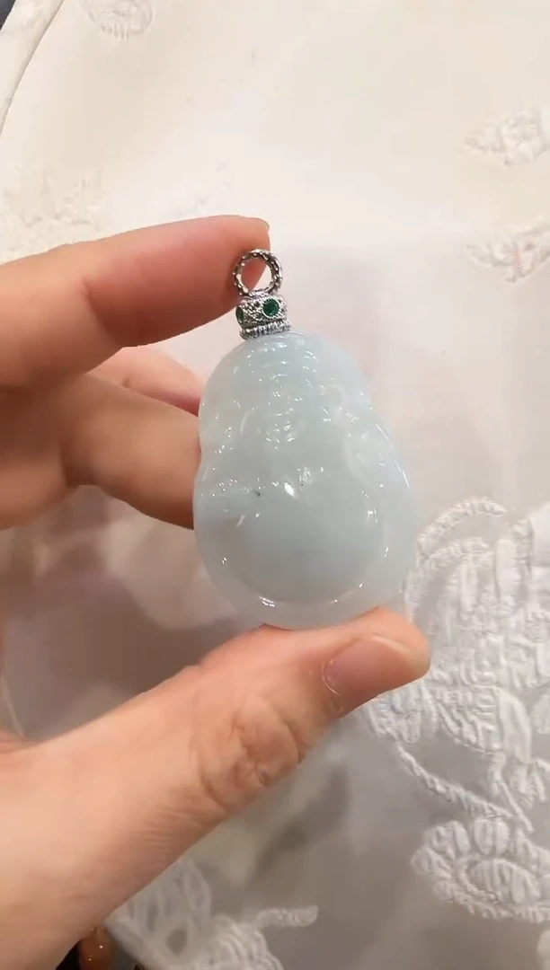 颈饰银S925镶嵌翡翠国风