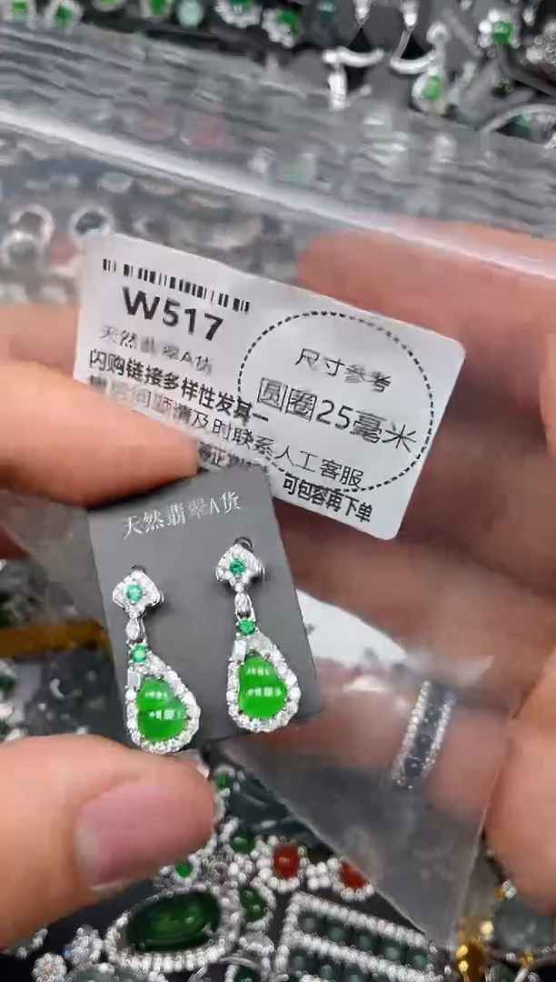 翡翠未镶嵌颈饰W517耳钉