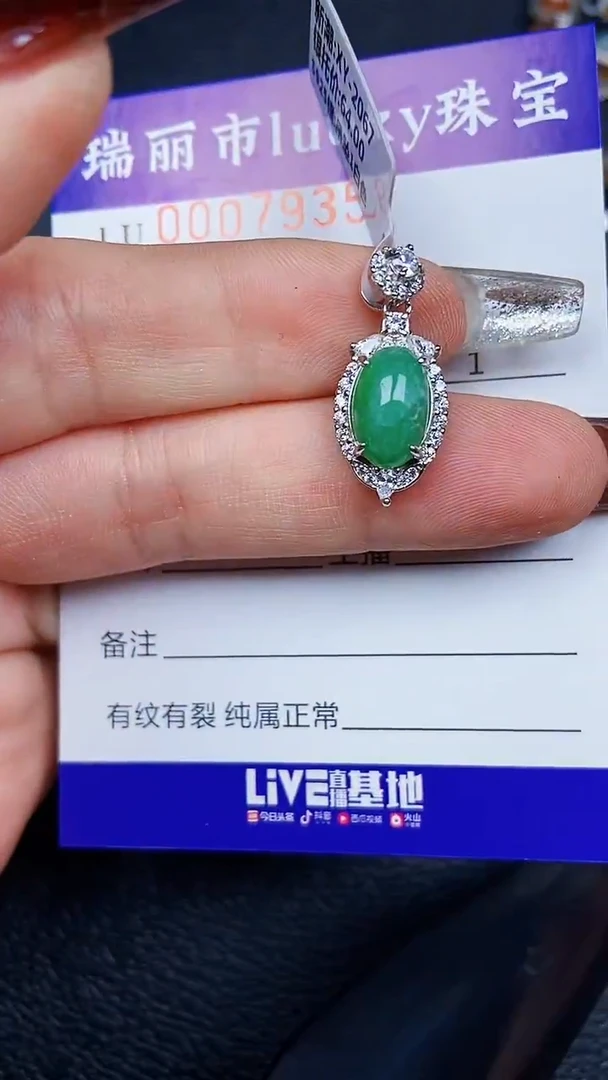 颈饰银S925镶嵌翡翠7935