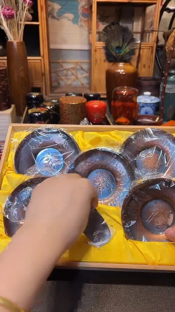 纯铜杯垫五片  大漆漆器大漆漆器大漆漆器