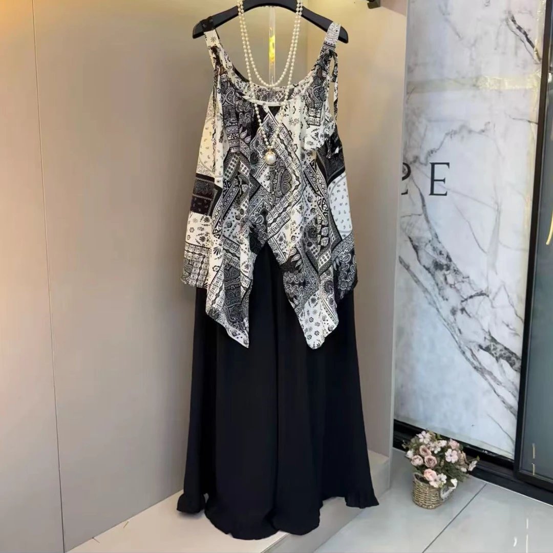 XPP特体大码花朵边宽松松紧腰遮肉显瘦凉快时尚阔腿裤只有裤子810