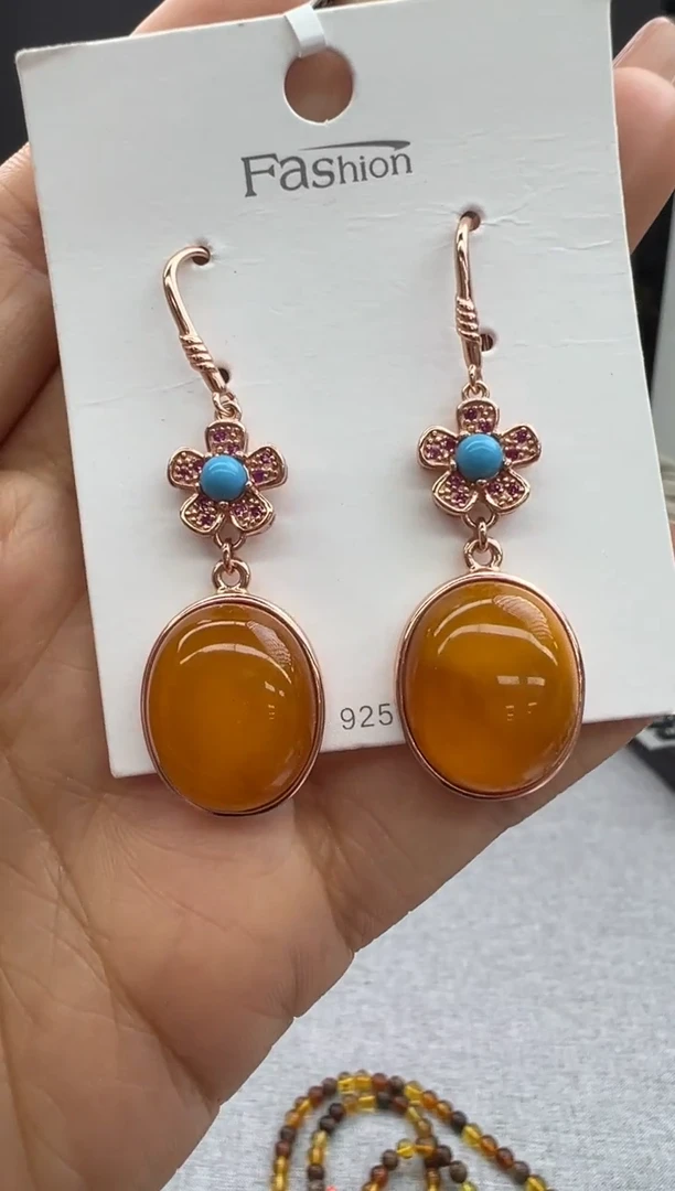 【闪购商品】琥珀耳饰未镶嵌843秒拍号