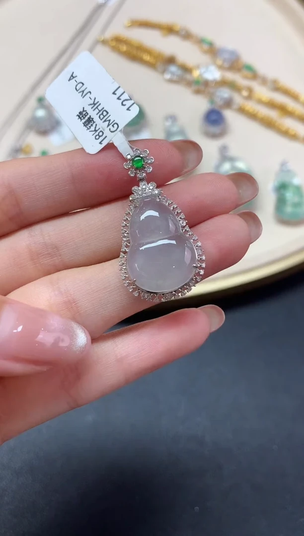 翡翠18K金镶嵌吊坠(不含链)吊坠|4800+0
