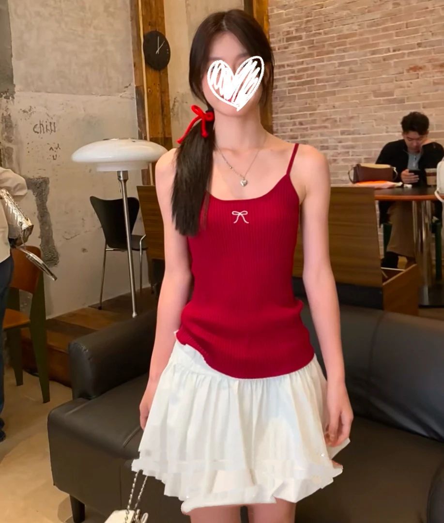 【许愿瓜】红色吊带背心 韩系百搭显瘦显白夏日单品吊带背心ZB137