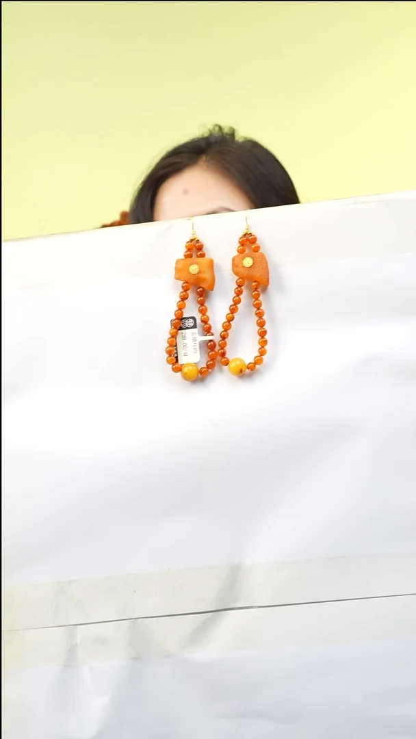 【闪购商品】琥珀耳饰未镶嵌多样性发一
