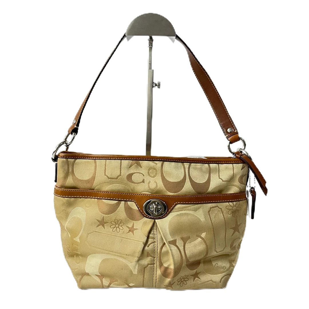 95新 COACH/蔻驰 经典老花帆布拼皮单肩手提包 Y-50111-A