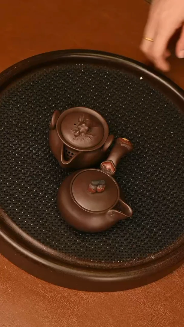 茶壶紫砂精工柿子侧把壶