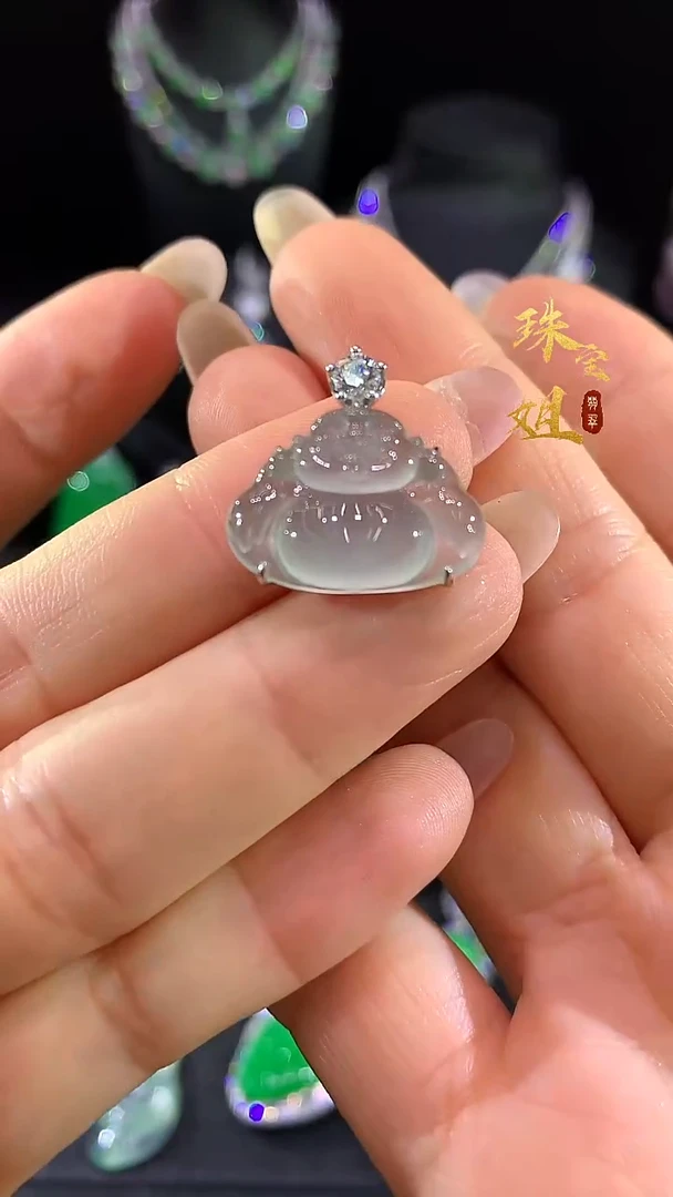 吊坠(不含链)18K金镶嵌翡翠吊坠