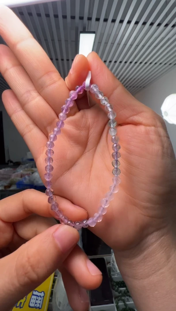 手串未镶嵌萤石约4-5mm混彩萤石切割珠手串