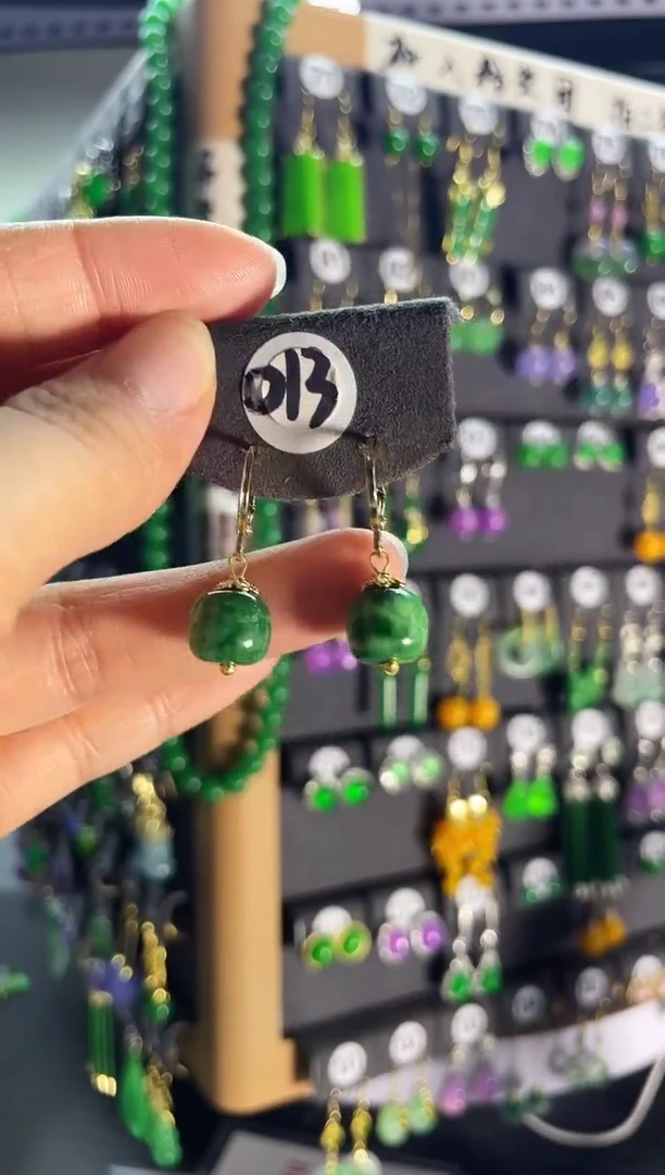 翡翠银S925镶嵌耳饰013...