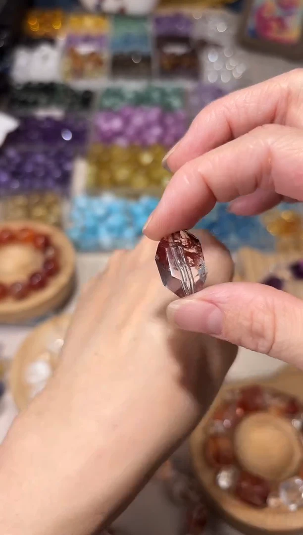 水晶手串未镶嵌B61锦鲤胶花随型宽卡13-14单颗