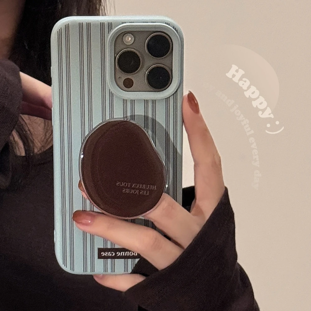 高级感ins条纹适用苹果17/16promax手机壳iphone15/14支架保护套