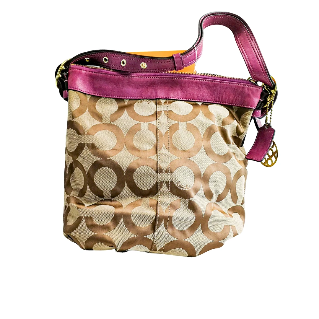 95新 COACH/蔻驰 coach 紫拼波点腋下包 a022753