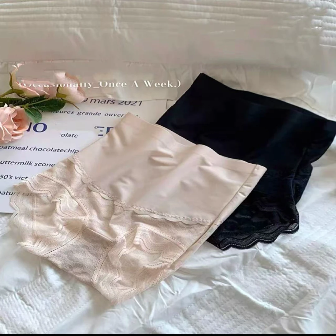 7620-（拍一发二）（两条）（颜色任意）蕾丝高腰蚕丝塑身裤