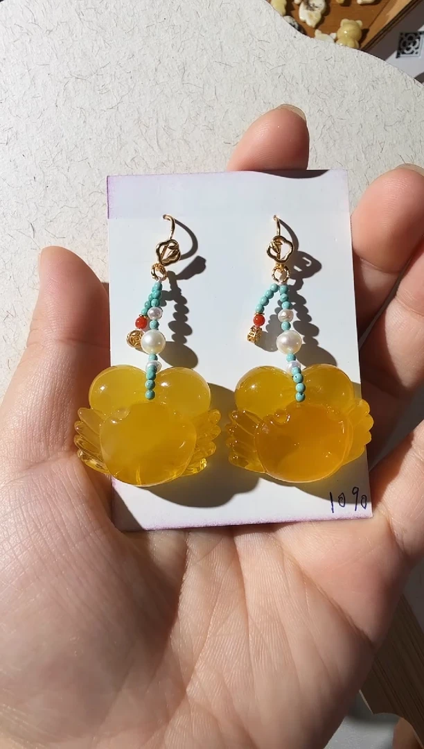 【闪购商品】蜜蜡耳坠未镶嵌蜜蜡螃蟹耳坠