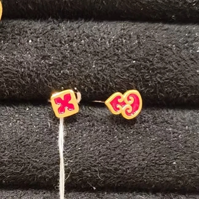 菜百首饰足金耳钉