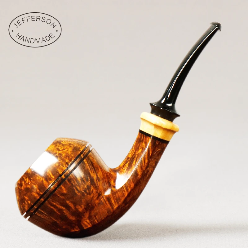 主播同款 卢泳工作室 杰弗森 光面双腰线牛头 3mm 石楠木烟斗