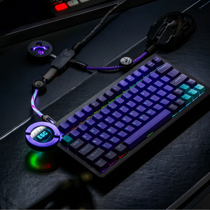 【AT定制航插线】WINS一拖四8K电竞线客制化键盘配件wins航插线