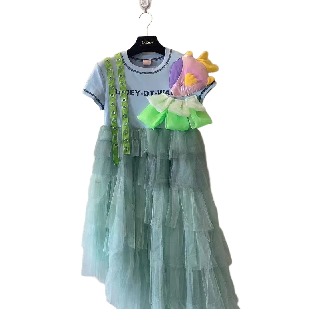 ATT潮牌女装2025夏款欧洲站度假风拼接花卉宽松连衣裙