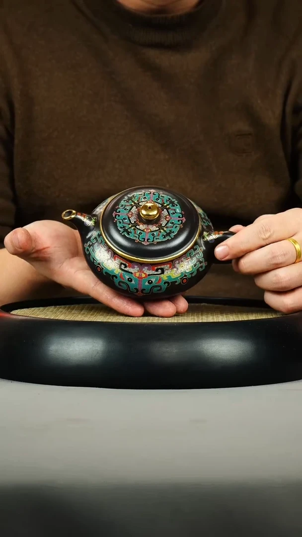 茶壶紫砂石黄  明炉 珐琅彩 饕餮纹